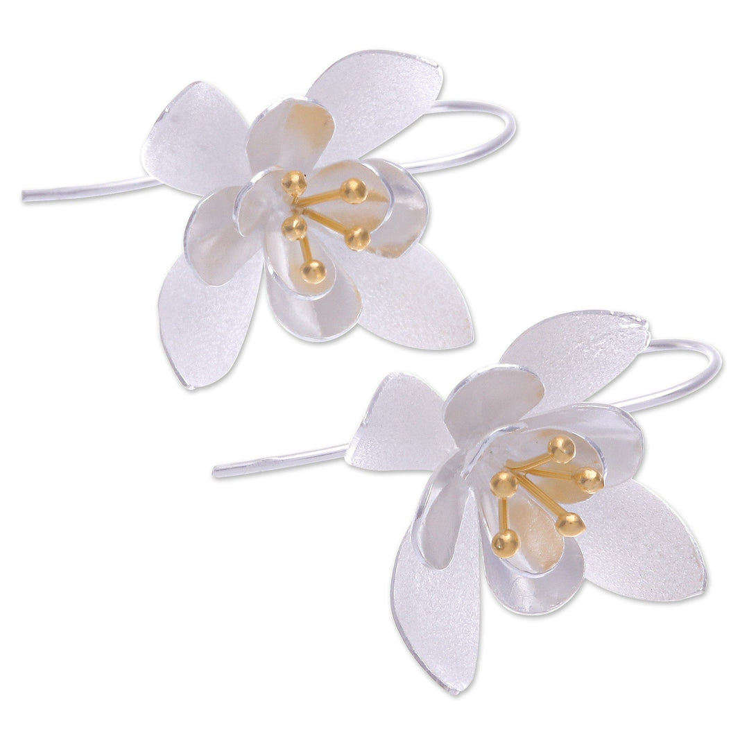 Artisan Crafted Gold-Accented Drop Earrings - Flower Show