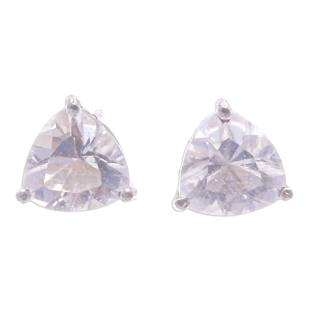 Quartz and Sterling Silver Stud Earrings from Thailand - Miss Me Now