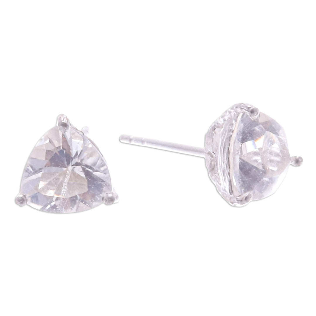 Quartz and Sterling Silver Stud Earrings from Thailand - Miss Me Now