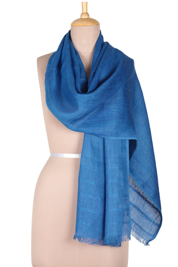 Linen Shawl in Royal Blue Made in - Dreams in Royal Blue