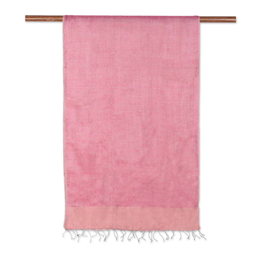 Handloomed Azalea Silk Shawl from India - Azalea Fusion