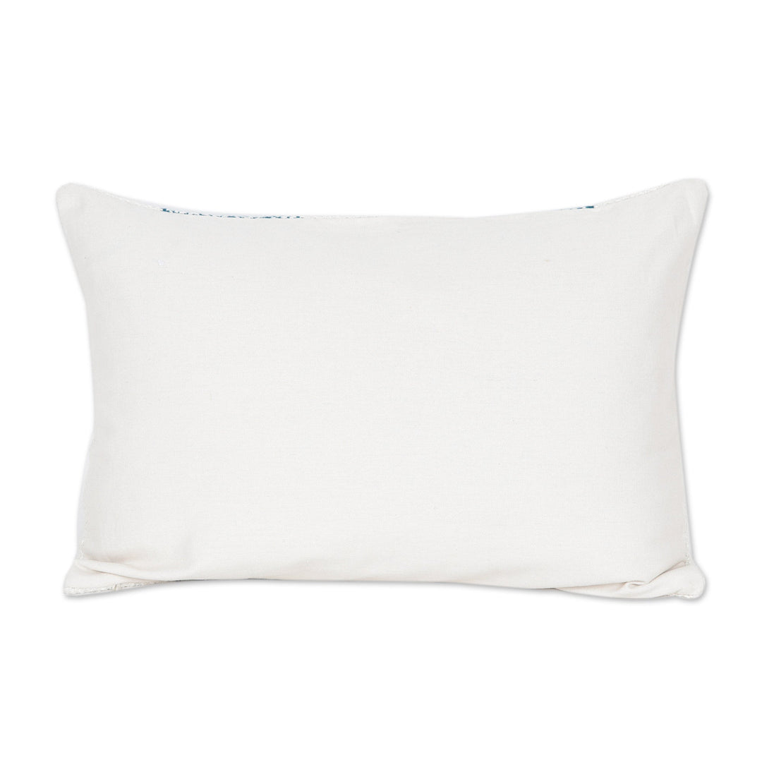 All-Cotton Wocen Cushion Covers from India (Pair) - Diamond Elegance in Teal