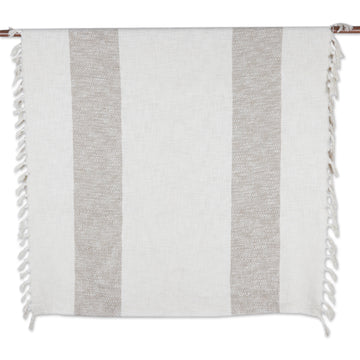 Brown and Ivory Cotton Throw Blanket - Diamond Elegance in Umber