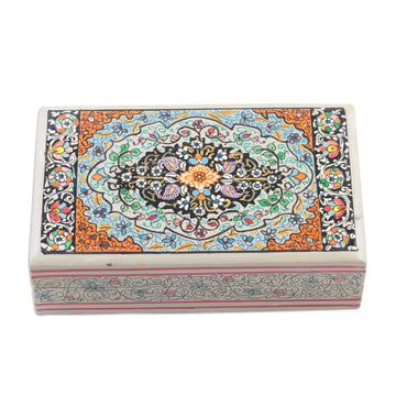 Indian Wood Papier Mache Decorative Box in Blue - Persian Midnight Garden