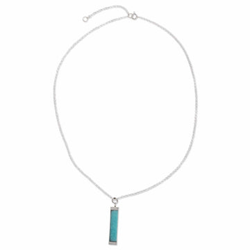 Modern Aqua Blue Amazonite and Andean Silver Necklace - Sweet Azure
