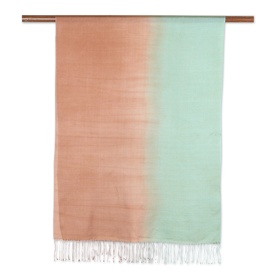 Silk Blend Multicolor Shawl with Fringes Crafted in - Magical Flare