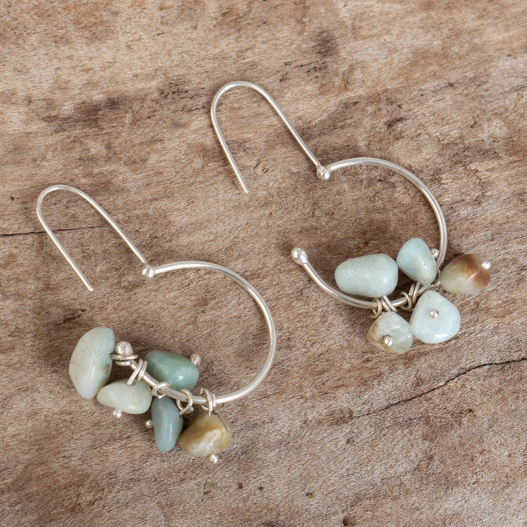 Handcrafted Natural Amazonite Dangle Earrings from Peru - Wind Altar
