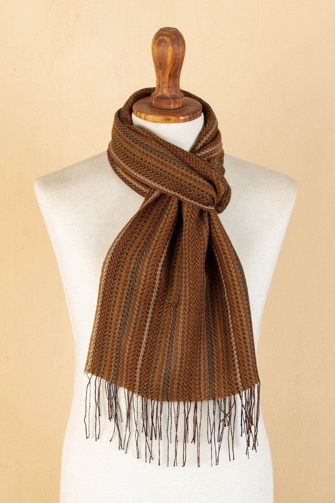 Handloomed Striped Baby Alpaca Blend Scarf from Peru - Swings