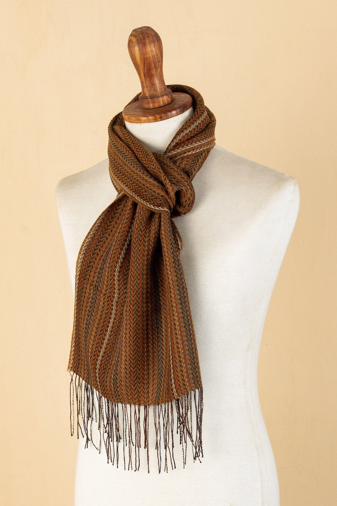 Handloomed Striped Baby Alpaca Blend Scarf from Peru - Swings