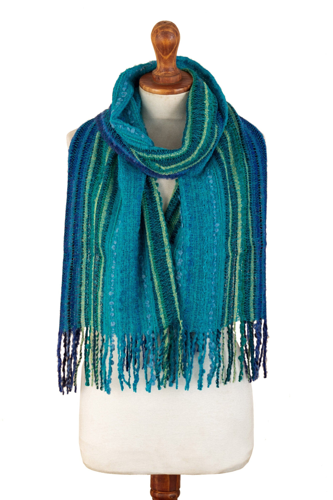 Unisex Striped Colorful Baby Alpaca Blend Scarf from Peru - Planet Colors