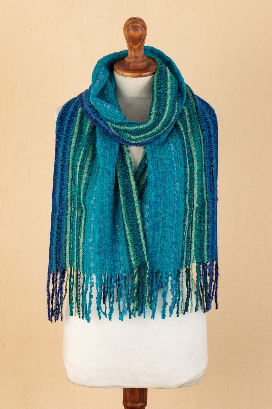 Unisex Striped Colorful Baby Alpaca Blend Scarf from Peru - Planet Colors