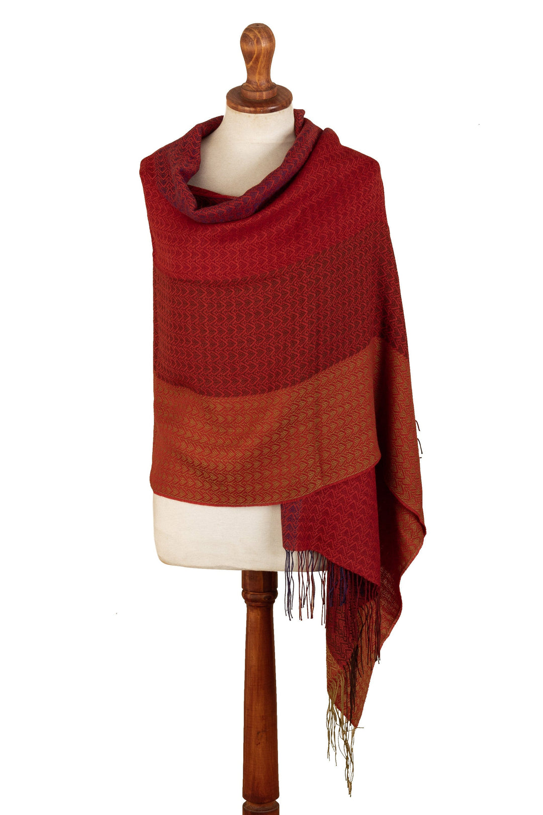 Peruvian Handloomed Baby Alpaca Blend Shawl in Warm Colors - Warm Mixes
