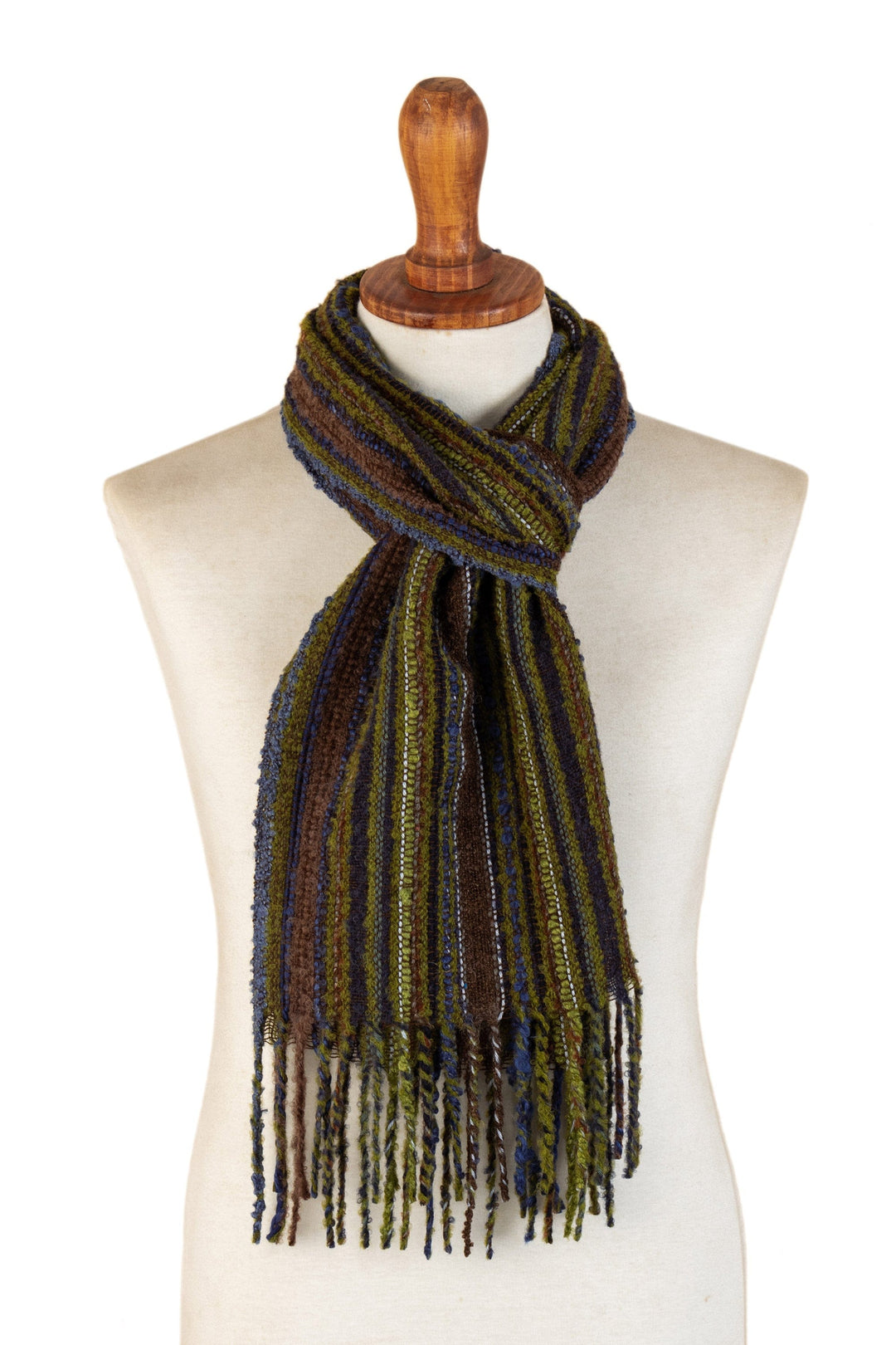 Unisex Striped Multicolored Baby Alpaca Blend Scarf - Amazonas Lights