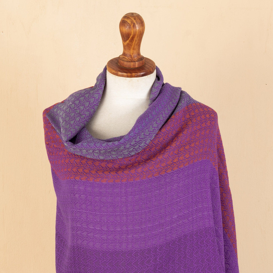 Purple Baby Alpaca Blend Shawl Handloomed in Peru - Easy Winds