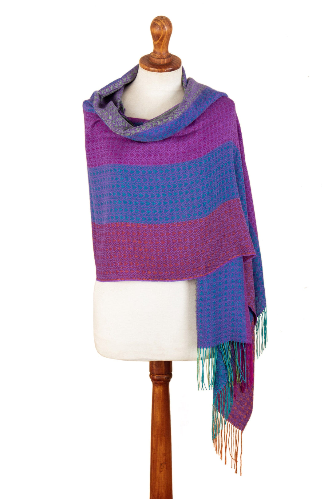 Colorful Baby Alpaca Blend Shawl Handloomed in Peru - Carnival Dance