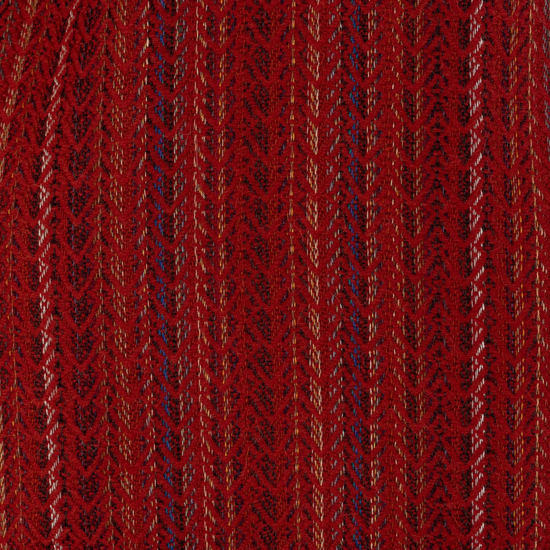 Red Baby Alpaca Blend Hand-woven Striped Scarf from Peru - Deep Reds