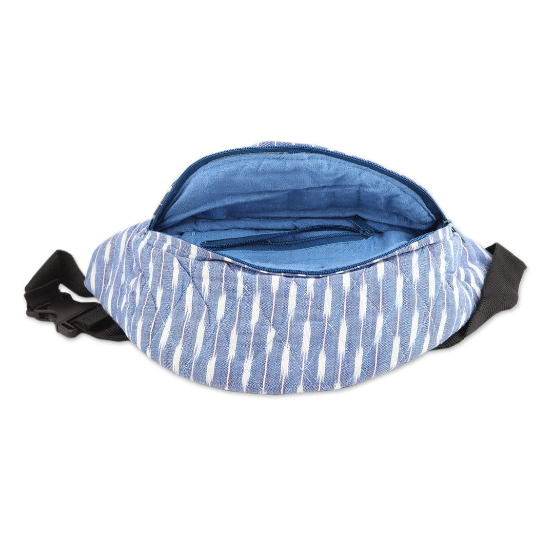 Prussian Blue Quilted Cotton Fanny Pack - Prussian Blue Elegance