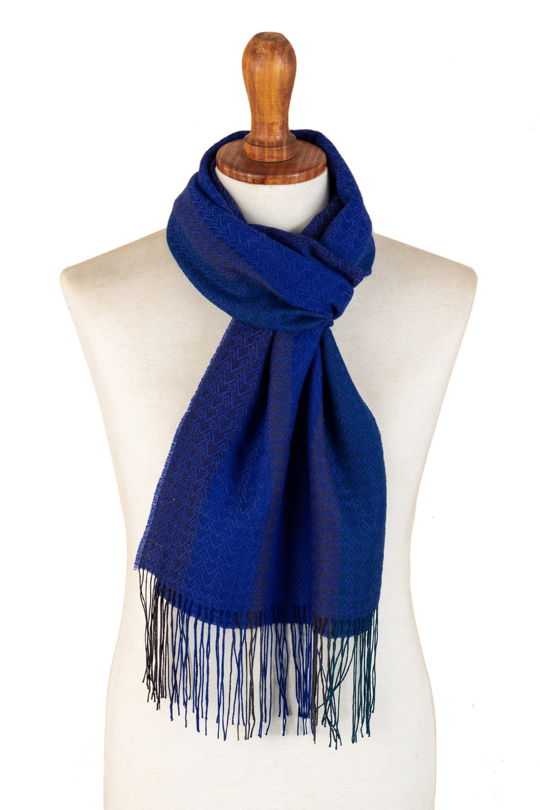 Blue Baby Alpaca Blend Hand-woven Striped Scarf from Peru - Blue Free Soul