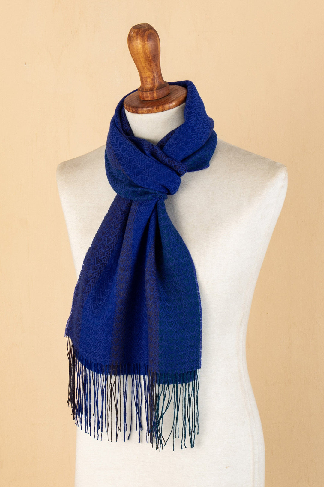 Blue Baby Alpaca Blend Hand-woven Striped Scarf from Peru - Blue Free Soul
