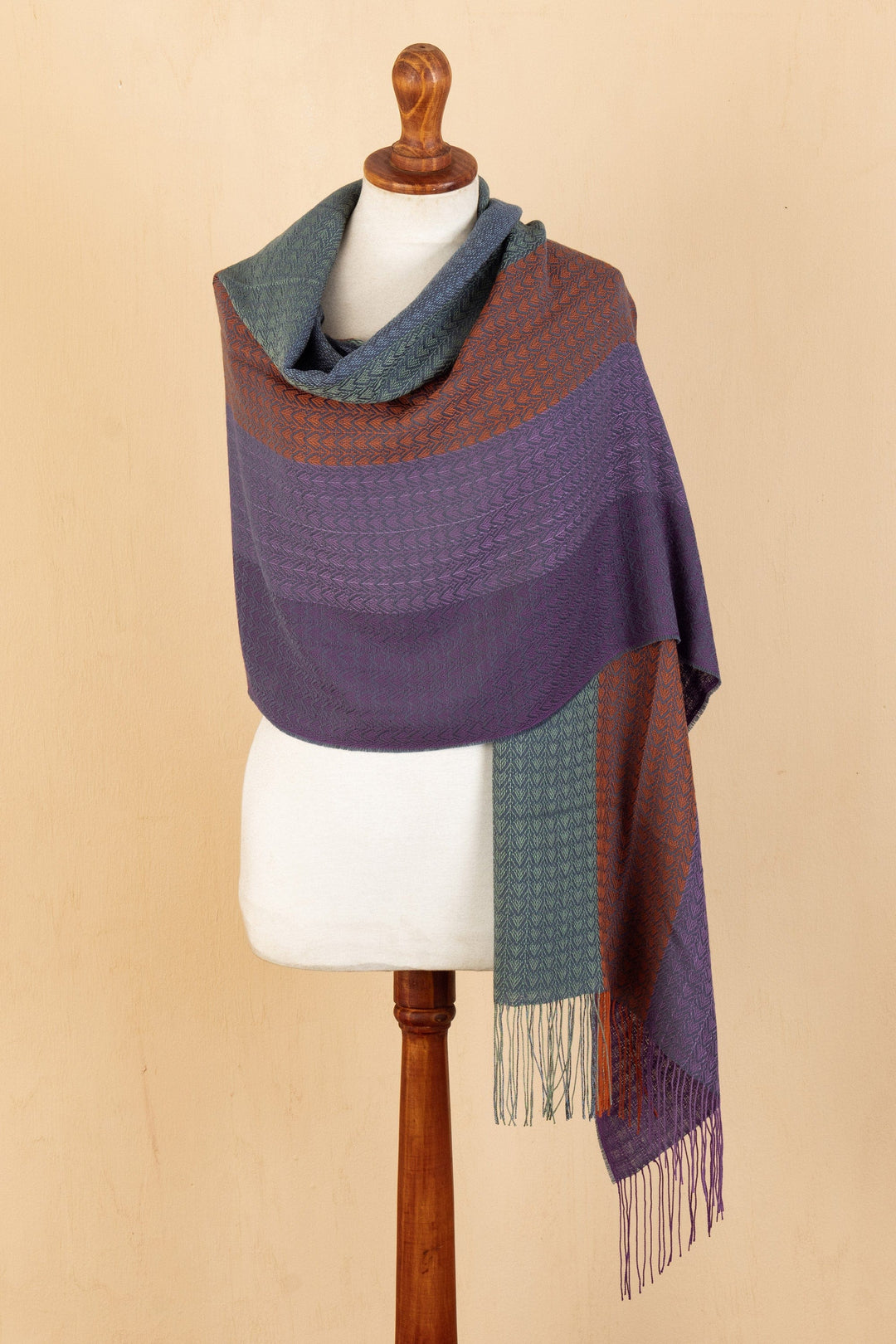 Multicolor Shawl Hand Woven in Peru from Baby Alpaca Blend - Vibrant Andes