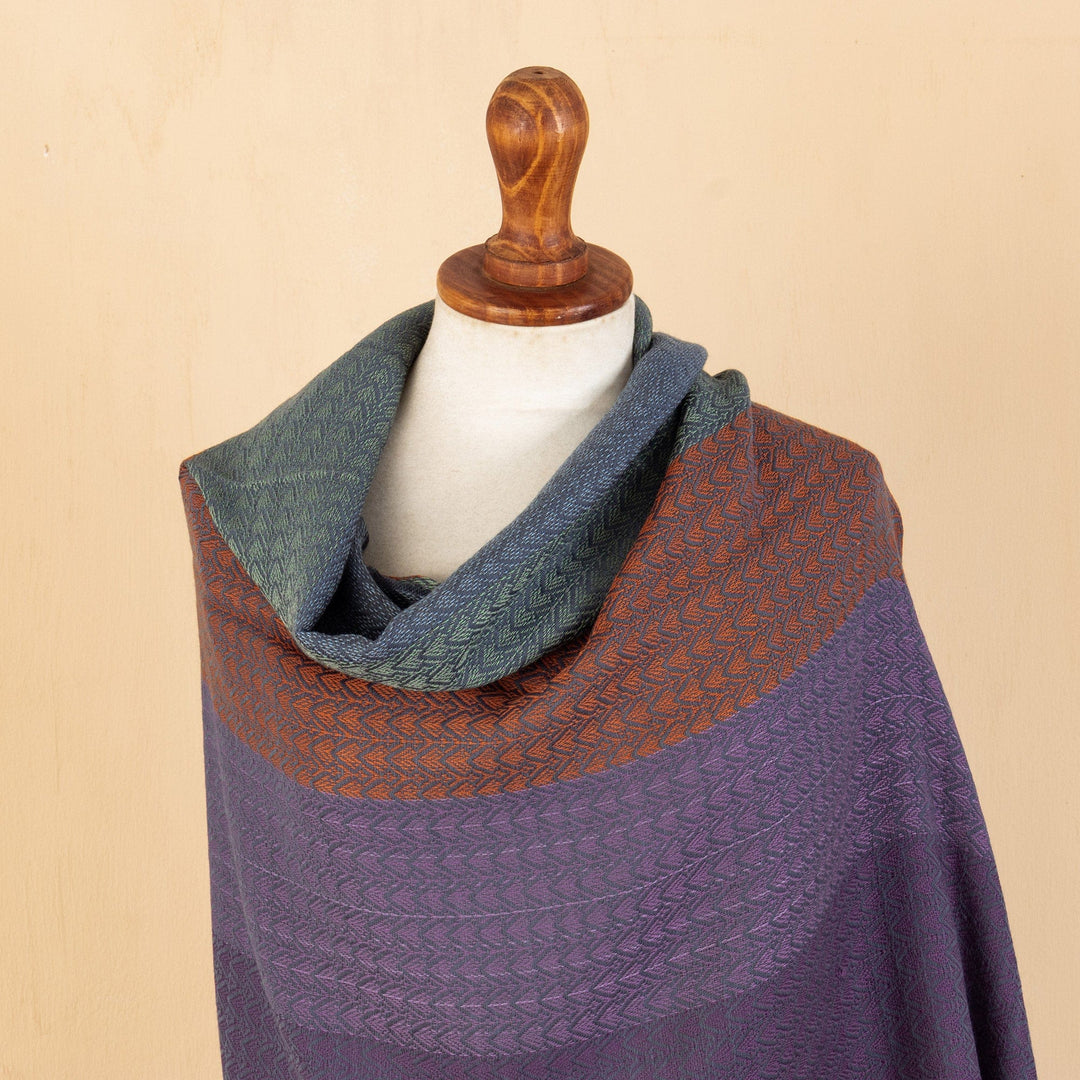 Multicolor Shawl Hand Woven in Peru from Baby Alpaca Blend - Vibrant Andes