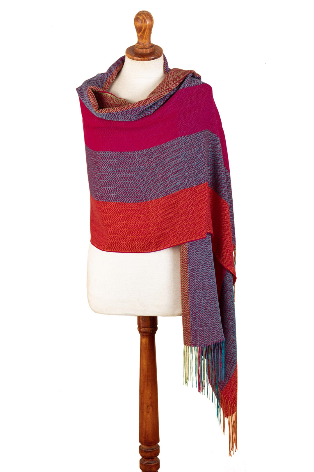 Handloomed Multicolor Baby Alpaca Blend Shawl from Peru - Colorful Celebration