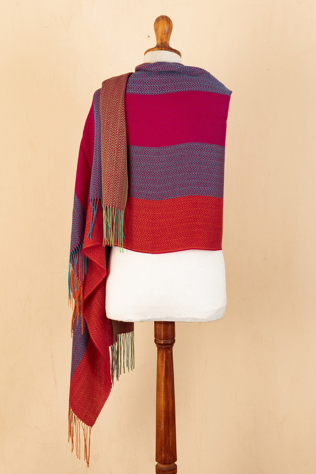 Handloomed Multicolor Baby Alpaca Blend Shawl from Peru - Colorful Celebration