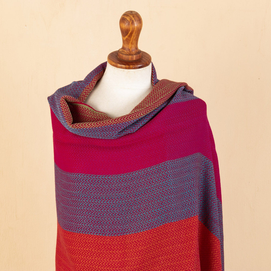Handloomed Multicolor Baby Alpaca Blend Shawl from Peru - Colorful Celebration