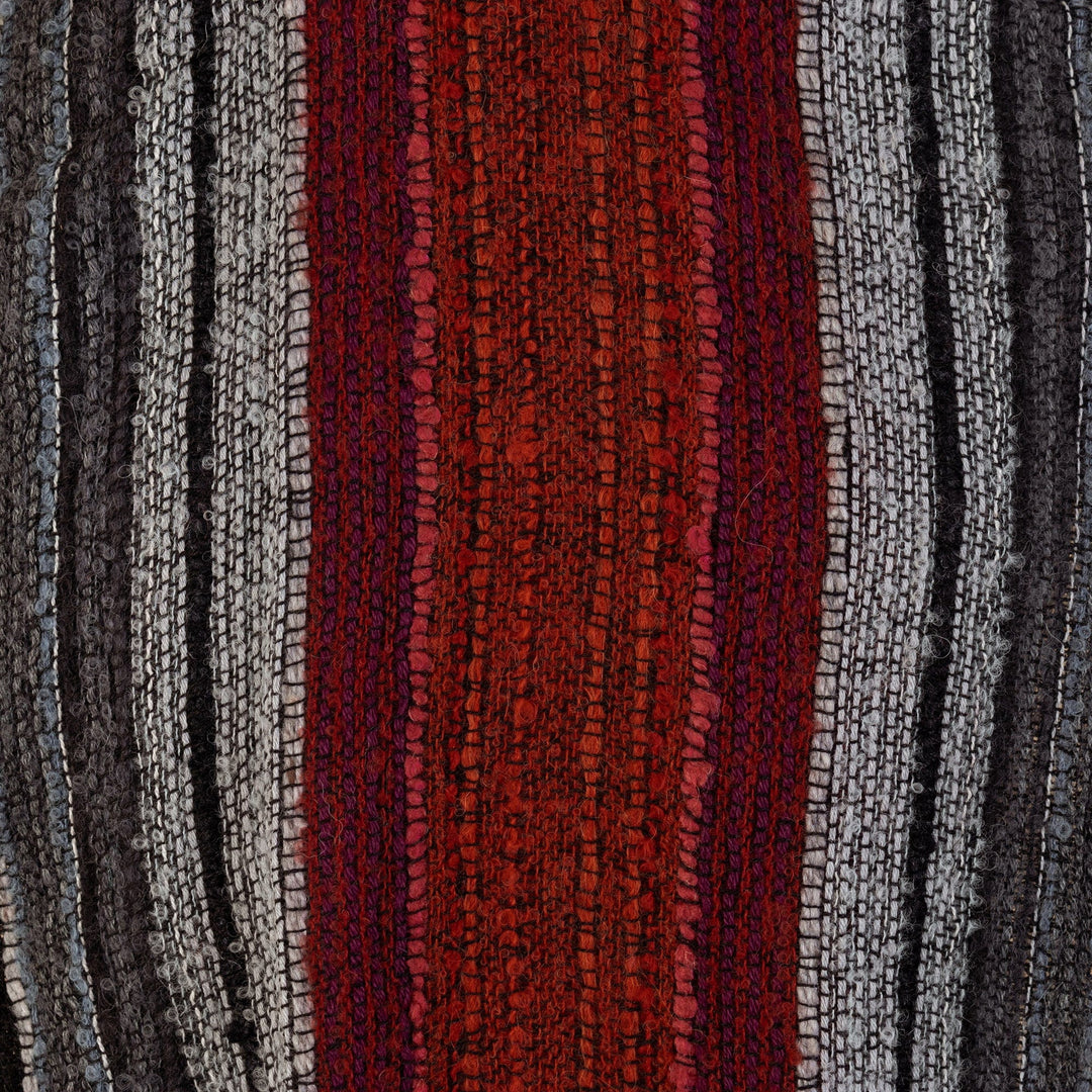 Red and Gray Baby Alpaca Blend Hand-woven Striped Scarf - Reds and Grays