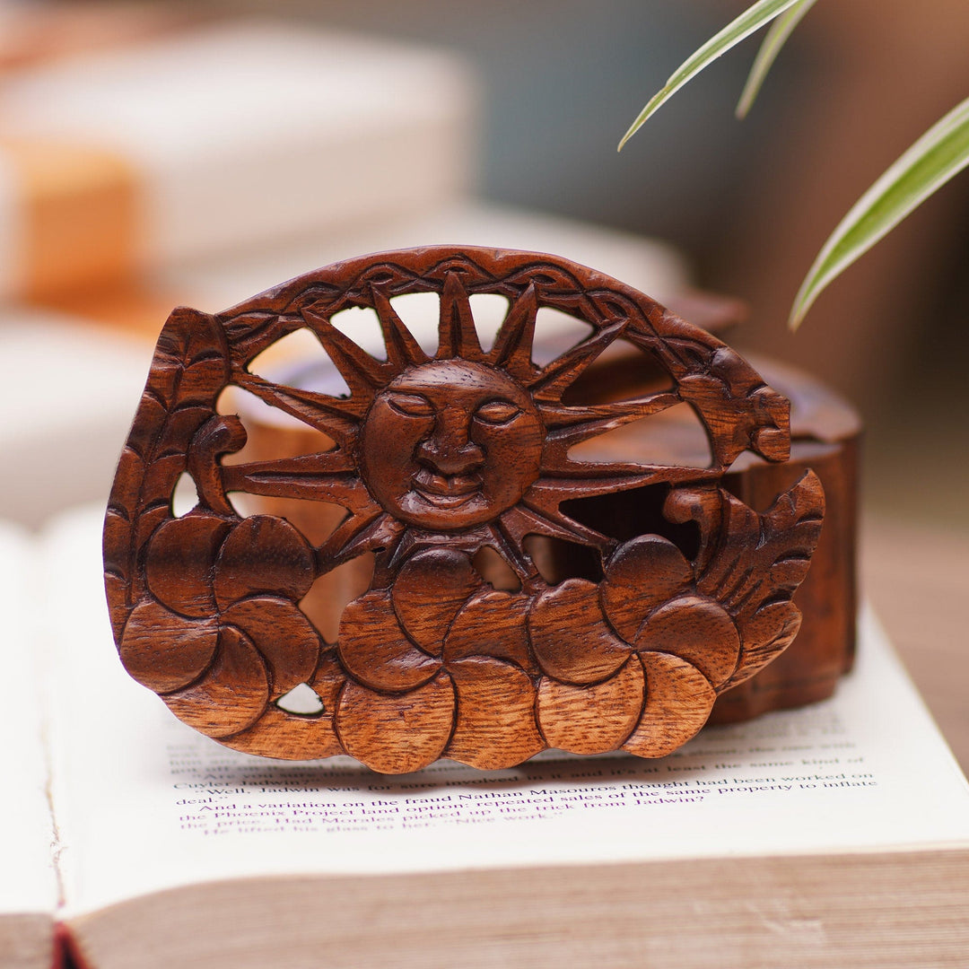 Suar Wood Puzzle Box Hand-Carved in Bali - Sunlight Blooms