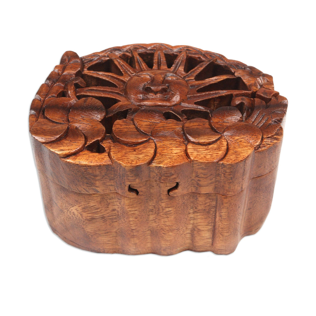 Suar Wood Puzzle Box Hand-Carved in Bali - Sunlight Blooms