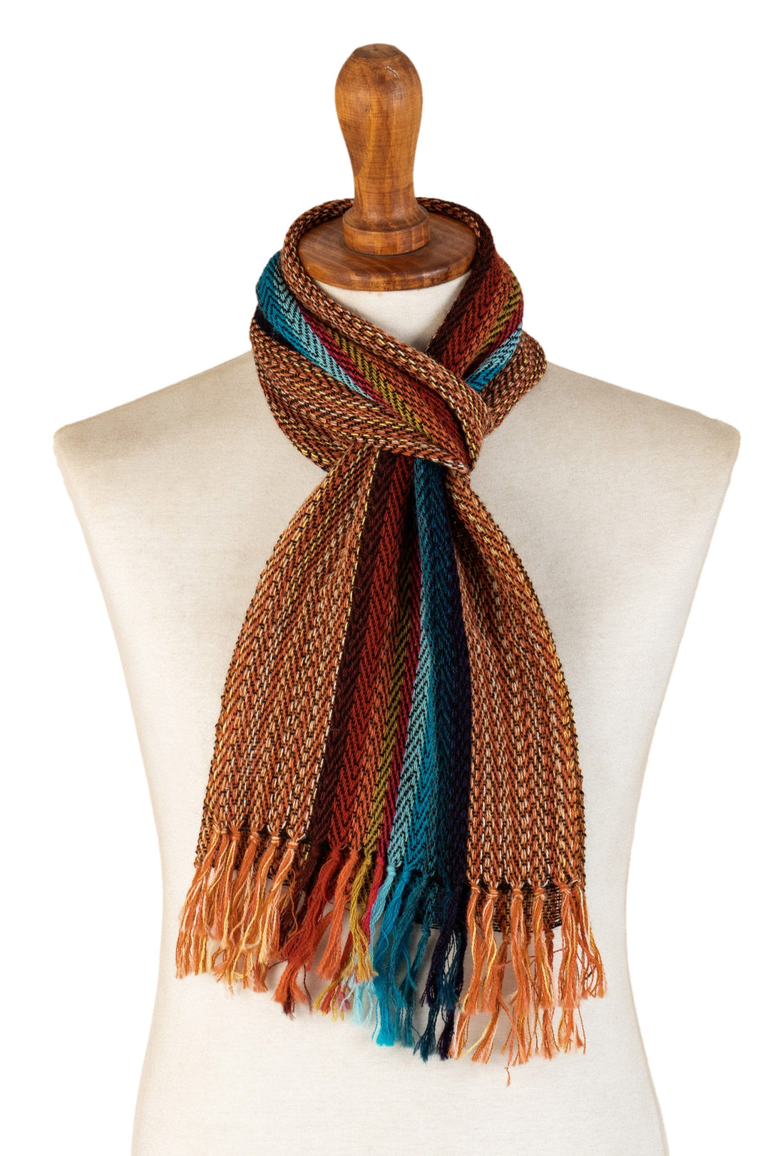 Multicolored Striped Scarf Hand-woven with 100% Alpaca - Andean Stripes