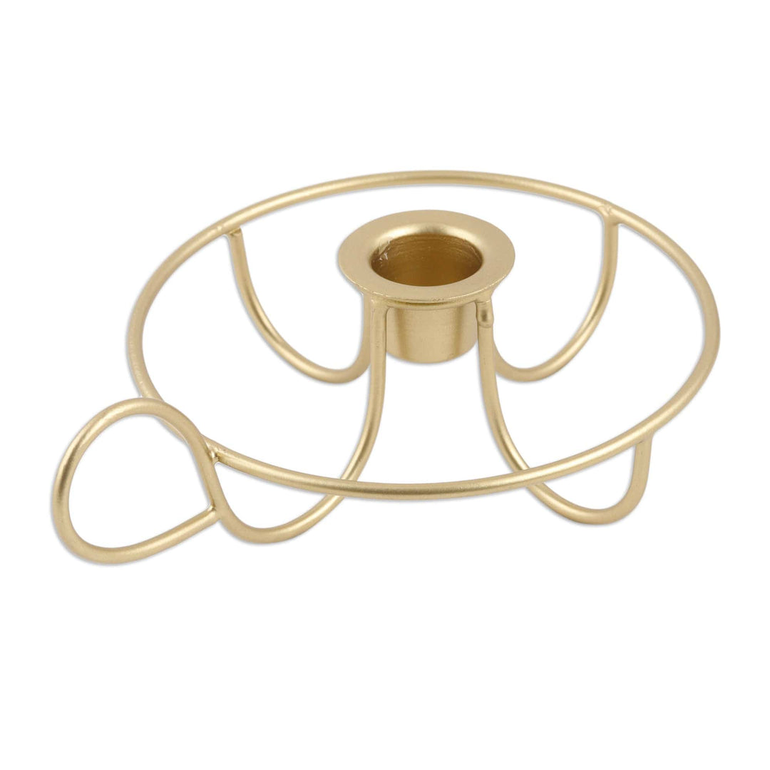 Gold Powder-coated Iron Candle Holder Hand Crafted in India - Twisted Delight