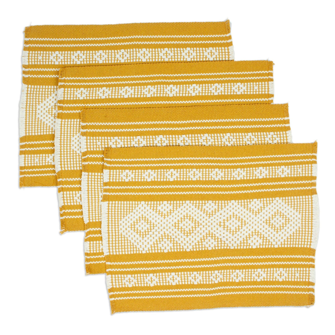Set of 4 Yellow Placemats Handloomed in Mexico - Home Warmth in Yellow