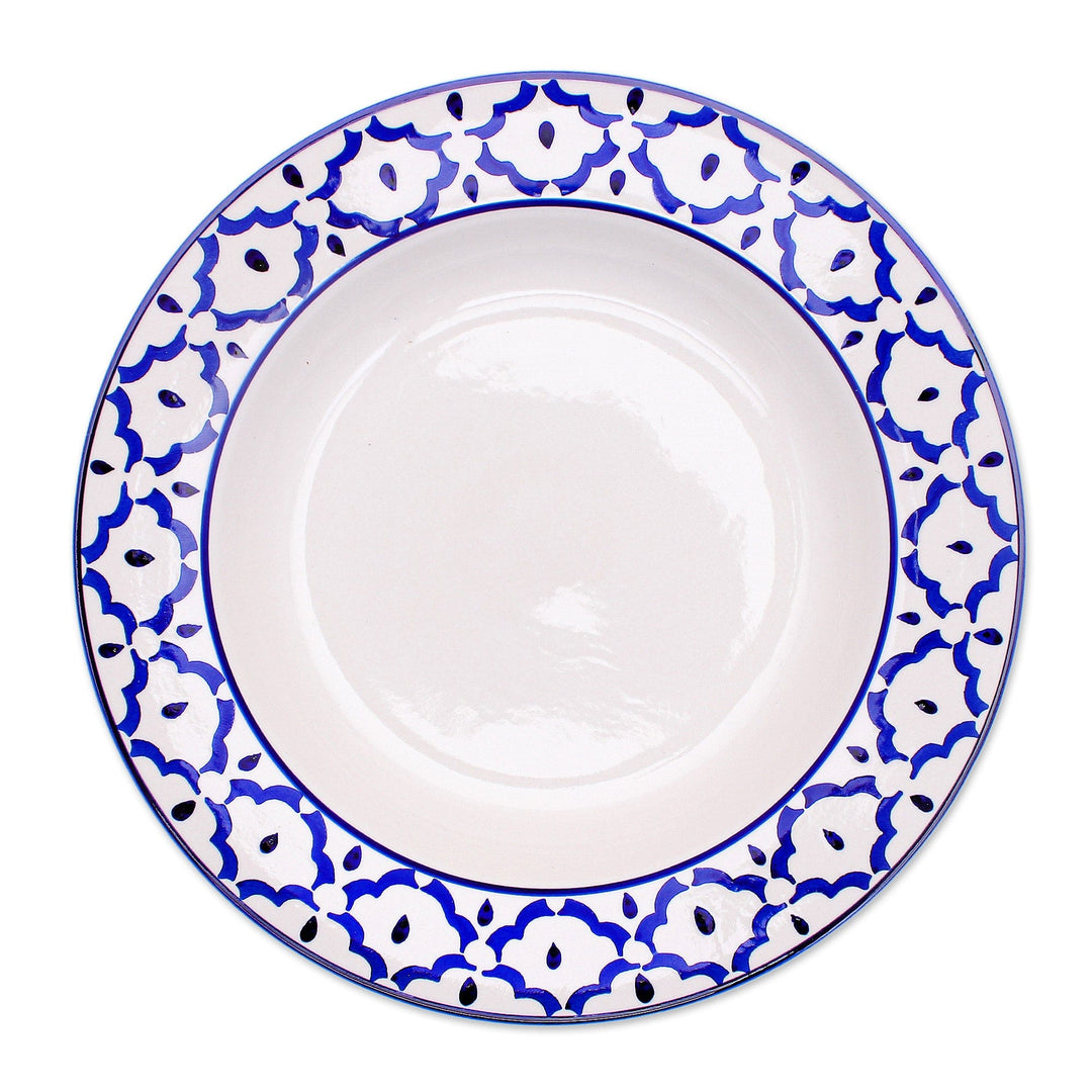 Handcrafted Blue and White Luncheon Plate - Blue Pineapple