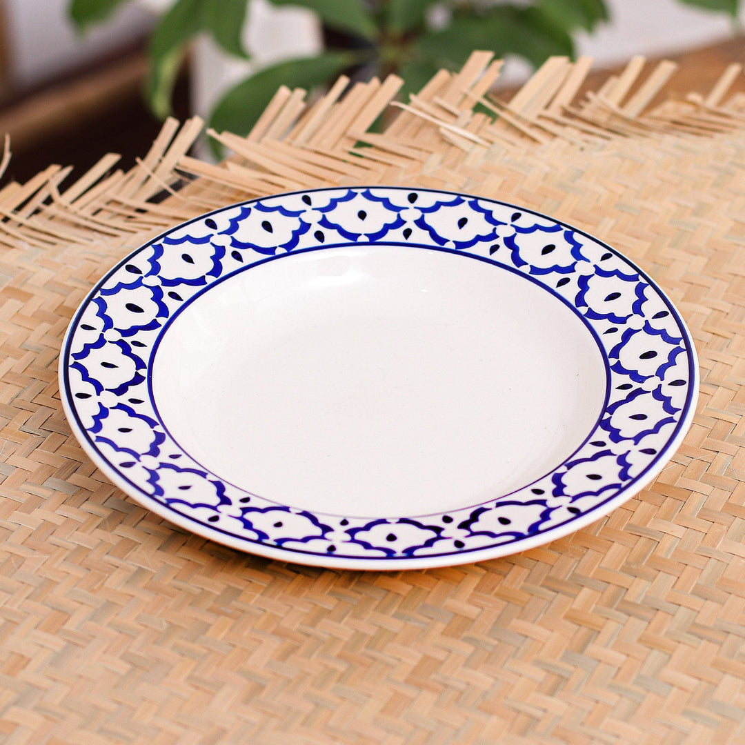 Handcrafted Blue and White Luncheon Plate - Blue Pineapple