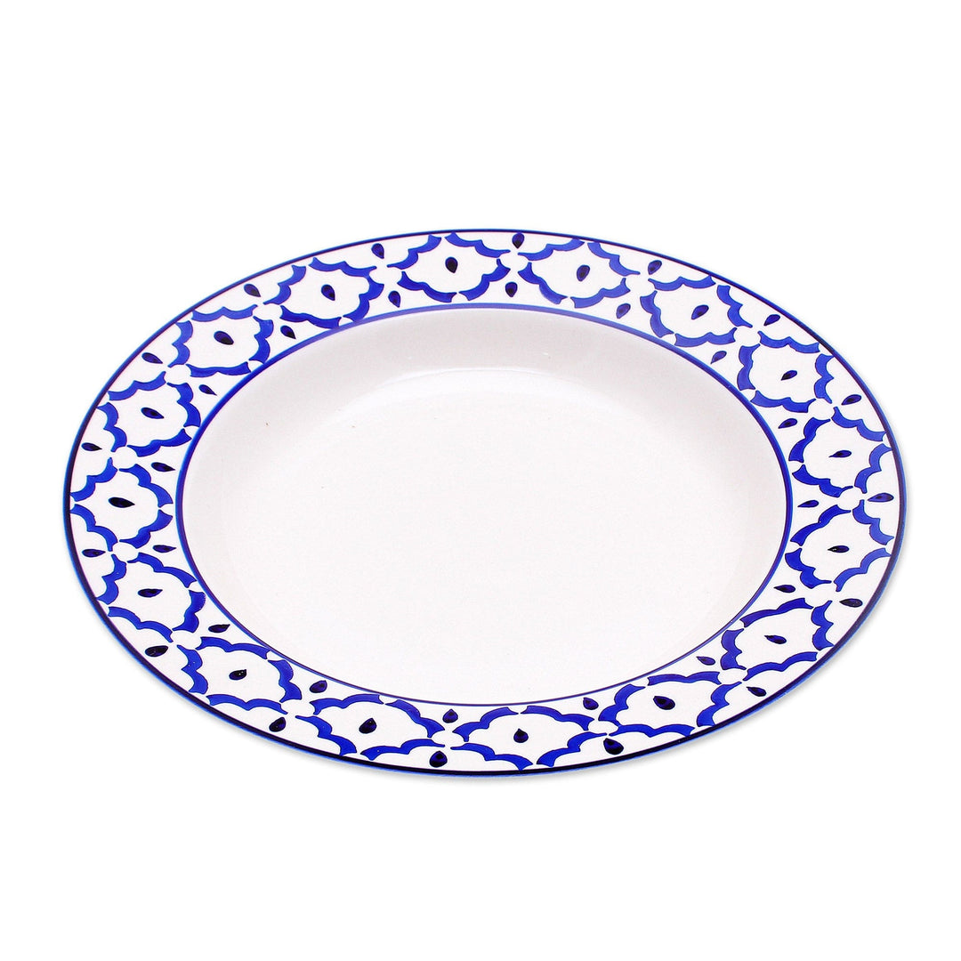 Handcrafted Blue and White Luncheon Plate - Blue Pineapple