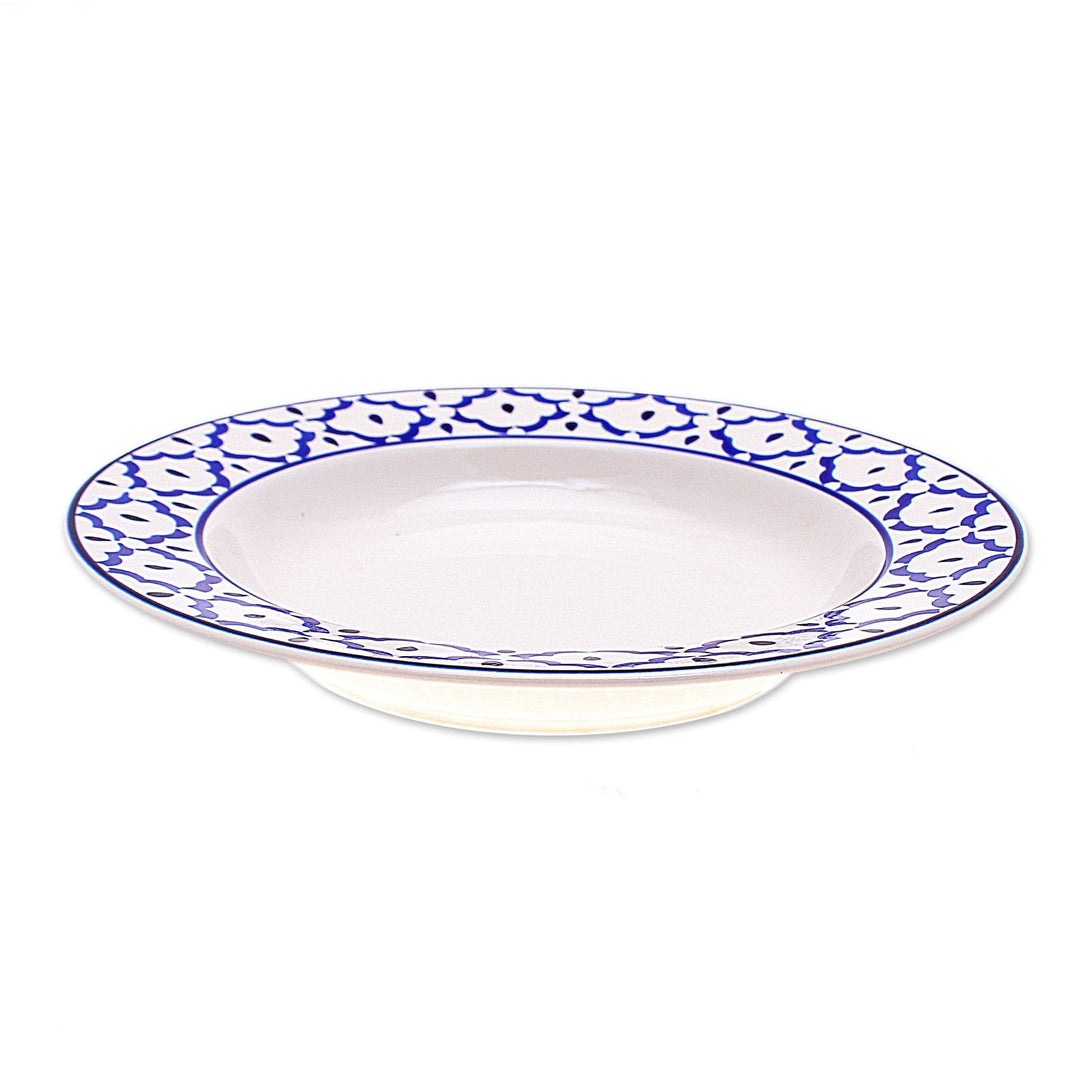 Handcrafted Blue and White Luncheon Plate - Blue Pineapple