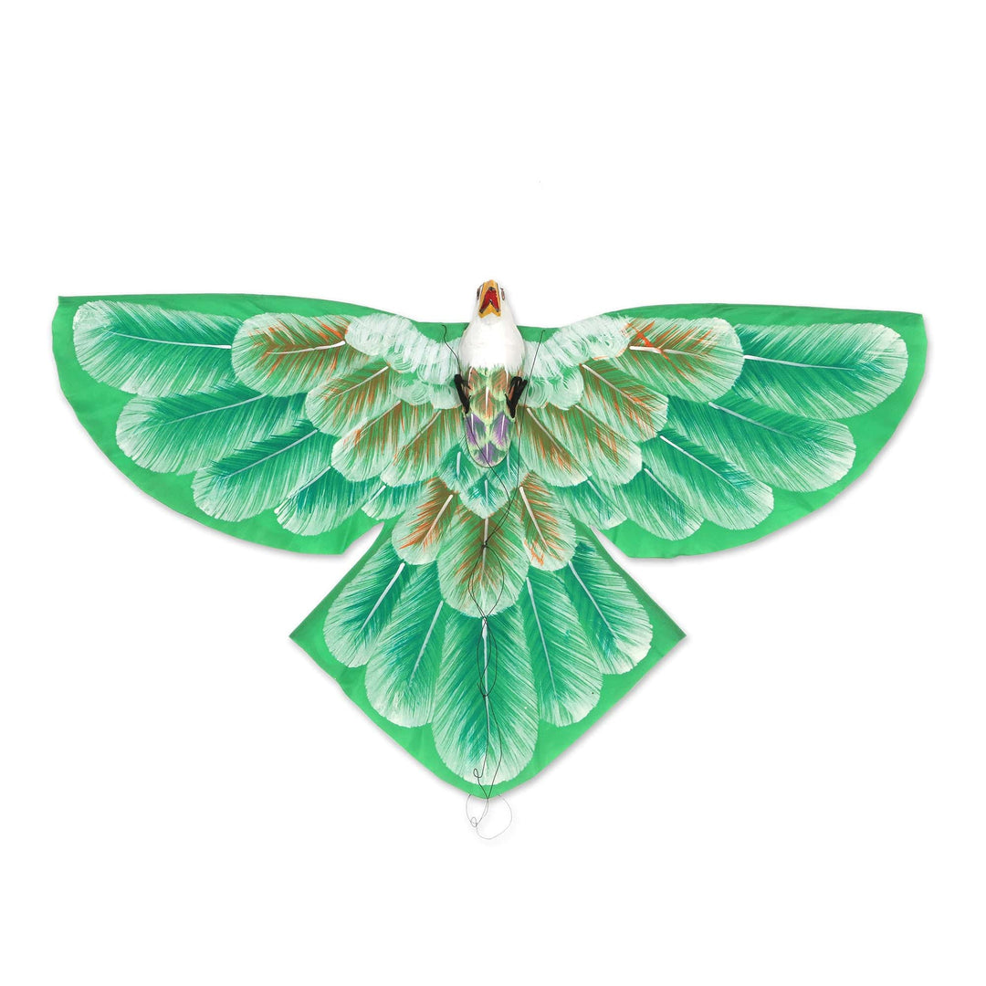 Hand Painted Green Nylon Balinese Eagle Kite - Emerald Eaglet