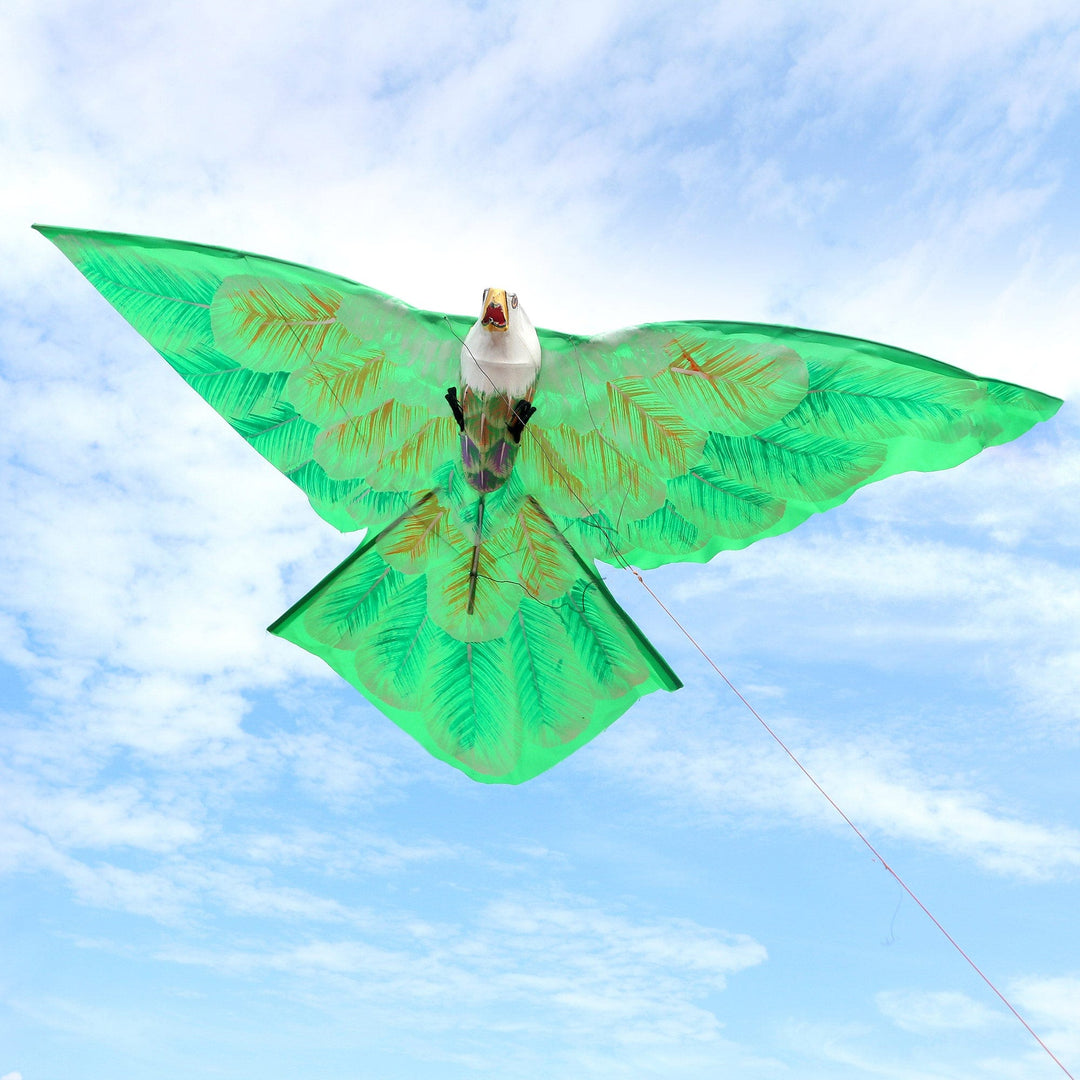 Hand Painted Green Nylon Balinese Eagle Kite - Emerald Eaglet