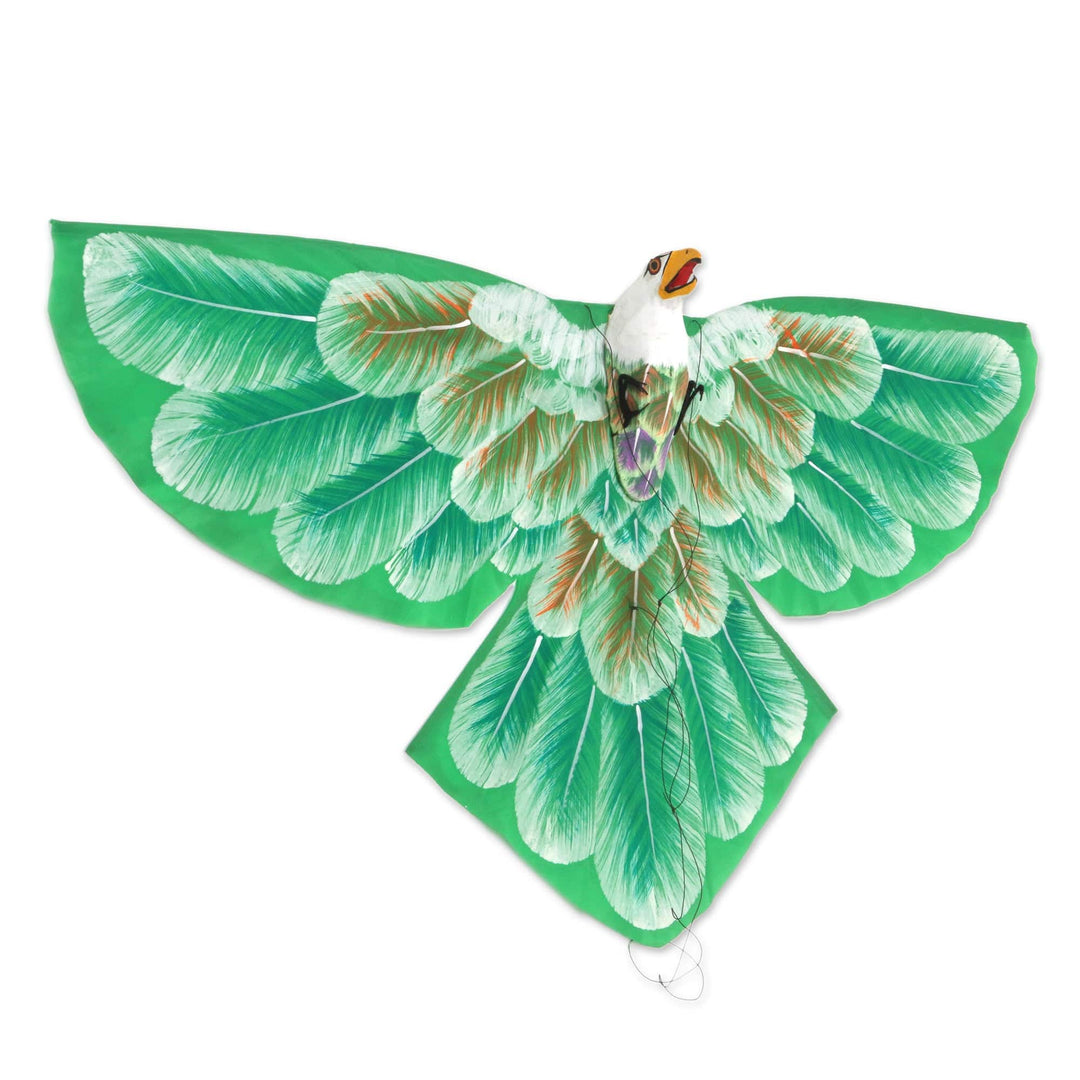 Hand Painted Green Nylon Balinese Eagle Kite - Emerald Eaglet