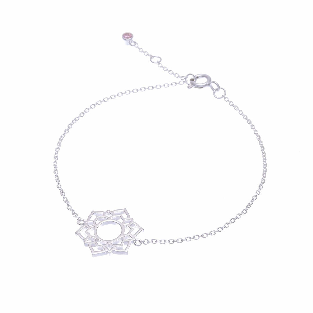 Sterling Silver Pendant Bracelet with Pink Cubic Zirconia - Pink Chakra Crown