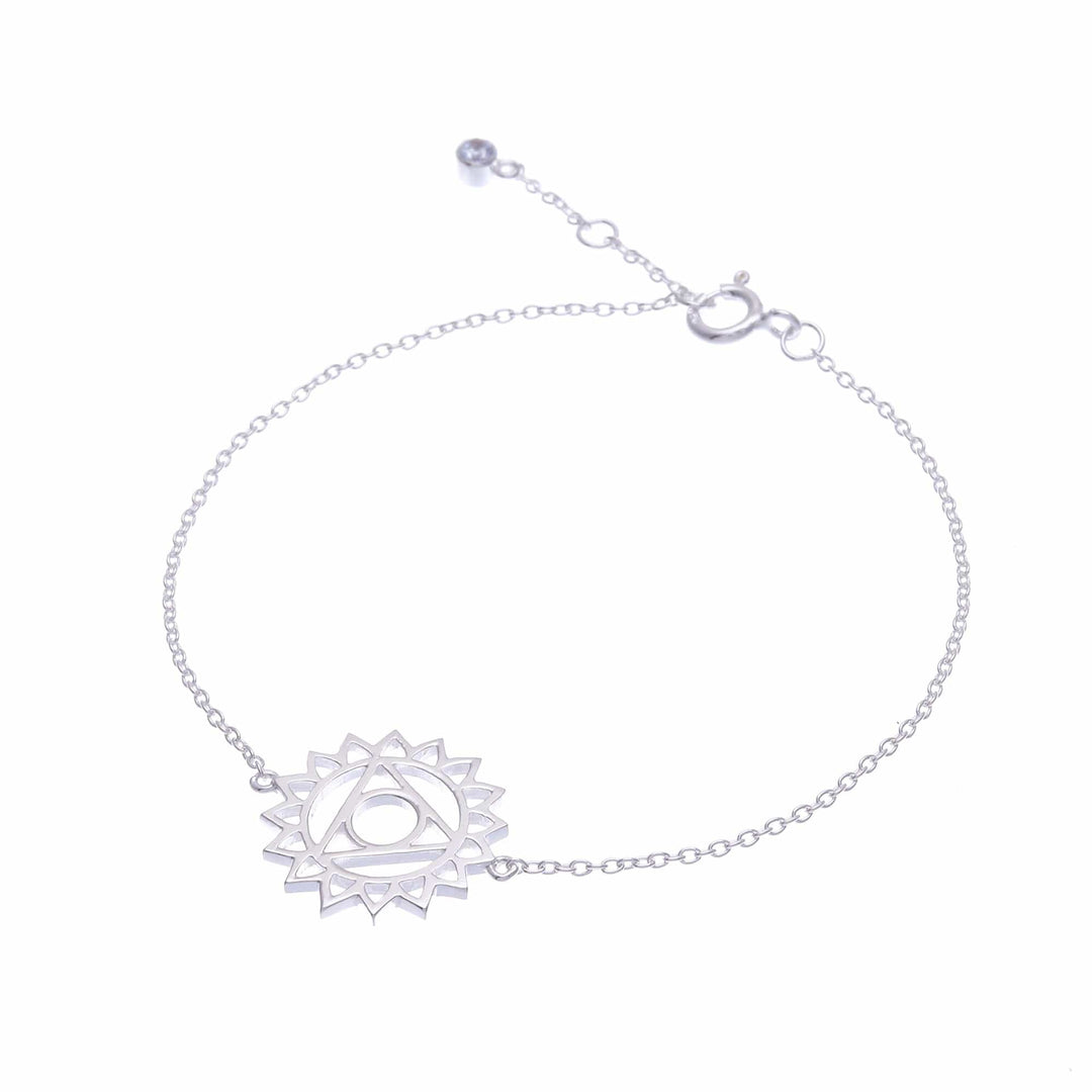 Sterling Silver Pendant Bracelet with Blue Cubic Zirconia - Blue Throat Chakra