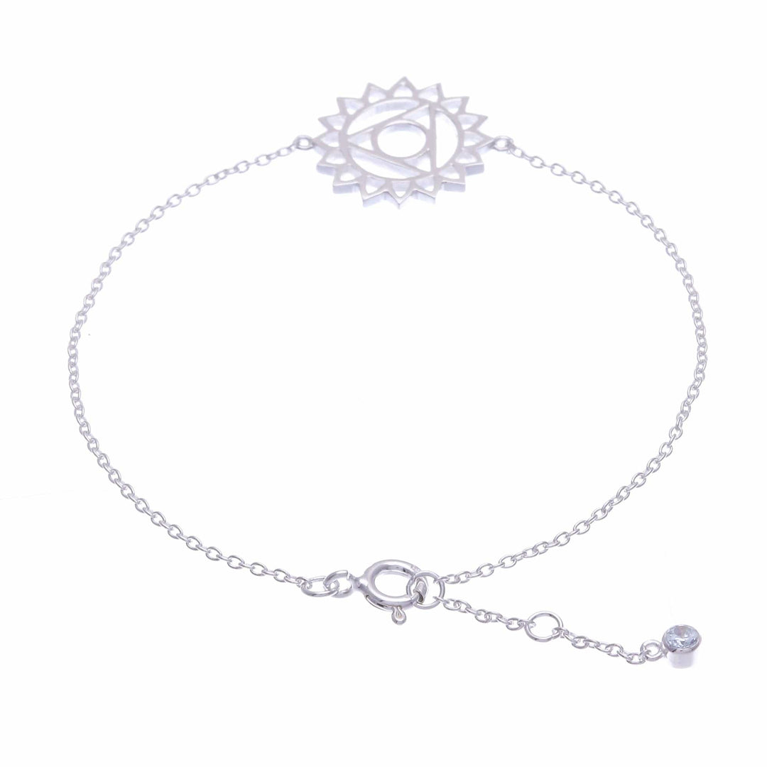 Sterling Silver Pendant Bracelet with Blue Cubic Zirconia - Blue Throat Chakra