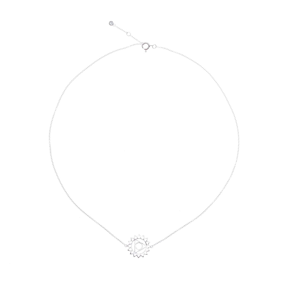 Sterling Silver Pendant Necklace with Blue Cubic Zirconia - Blue Throat Chakra