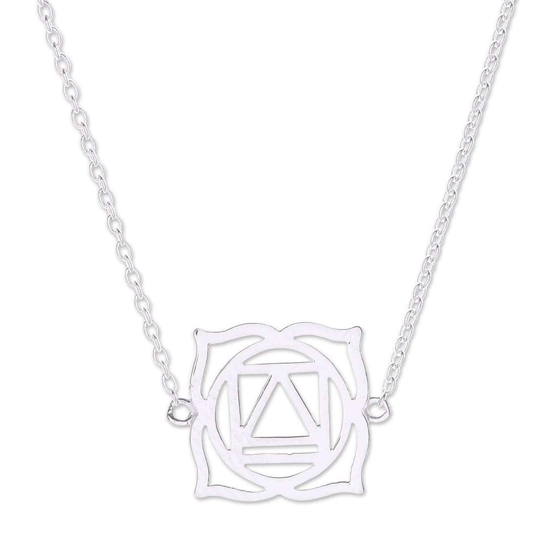 Artisan Crafted Cubic Zirconia Pendant Necklace - Chakra Spin in Root