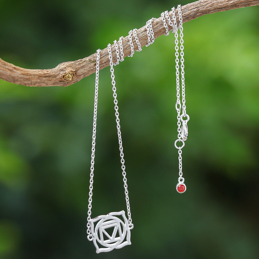 Artisan Crafted Cubic Zirconia Pendant Necklace - Chakra Spin in Root