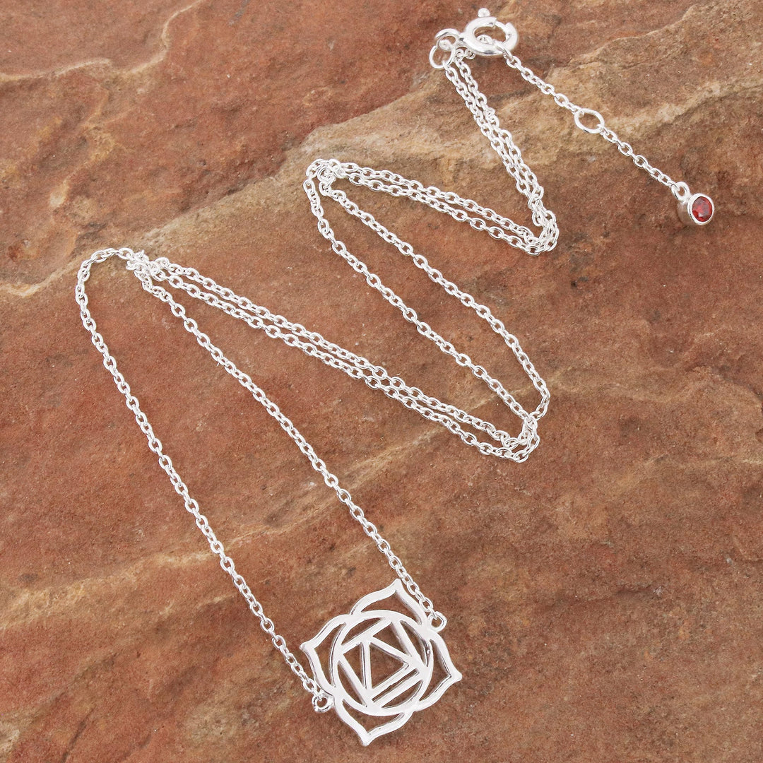 Artisan Crafted Cubic Zirconia Pendant Necklace - Chakra Spin in Root