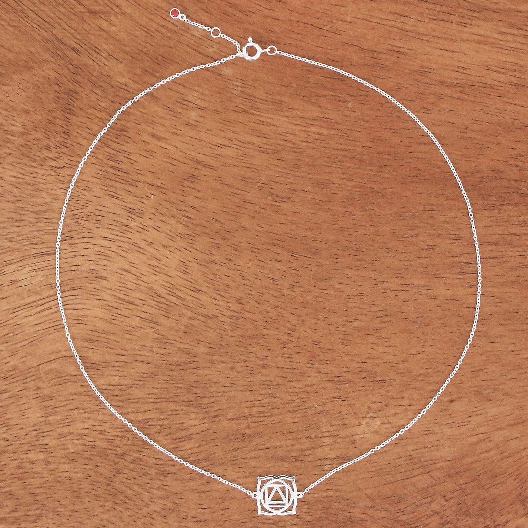 Artisan Crafted Cubic Zirconia Pendant Necklace - Chakra Spin in Root