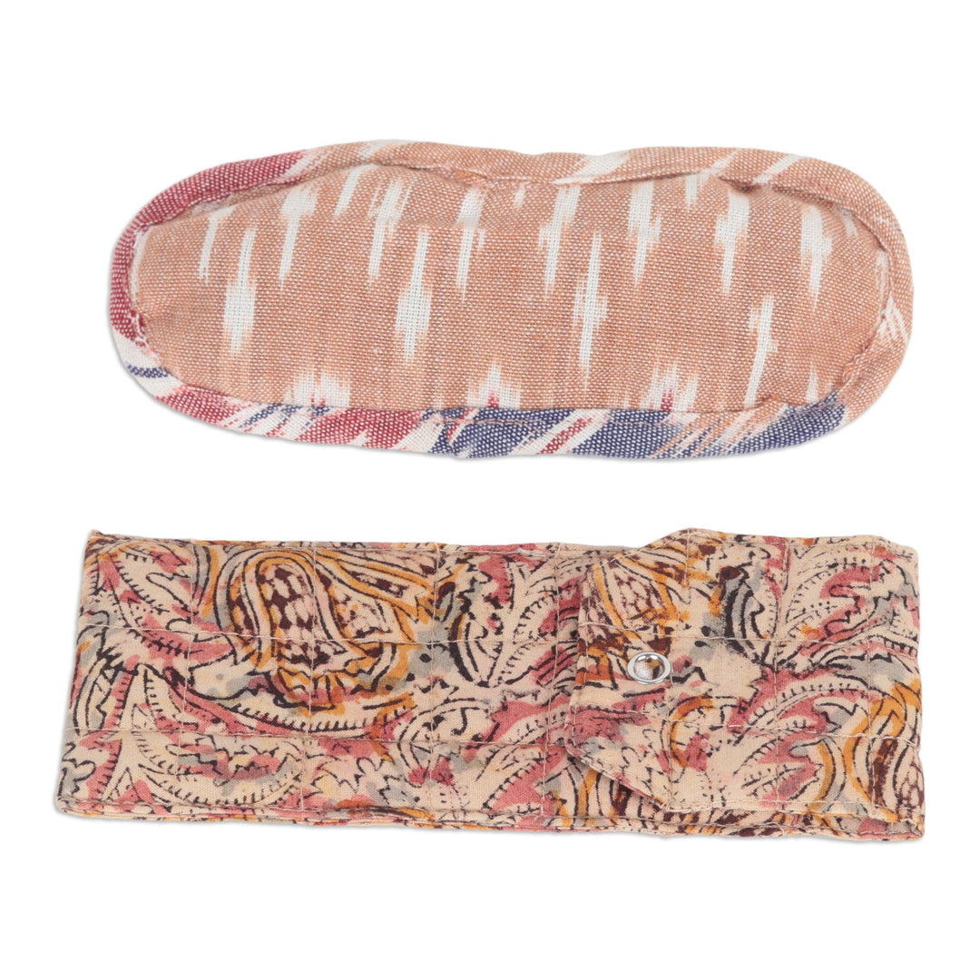Brown Cotton Sleep Mask and Cotton Eyeglass Pouch (Set of 2) - Classy Appeal